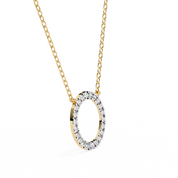 0.50ct Lab Diamond Prong Set Circle Necklace Yellow Gold