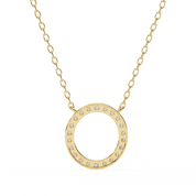 0.50ct Lab Diamond Prong Set Circle Necklace Yellow Gold