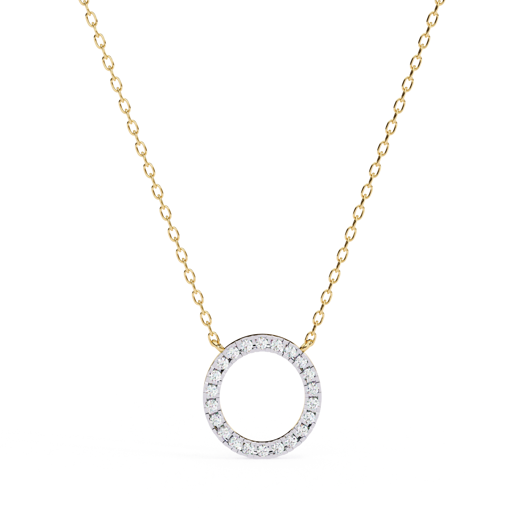 0.50ct Lab Diamond Prong Set Circle Necklace Yellow Gold 18K Yellow Gold Natural Diamond