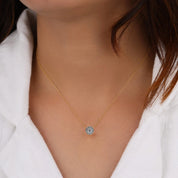 0.50 Ct Lab Diamond Prong Set Cluster Necklace In Yellow Gold