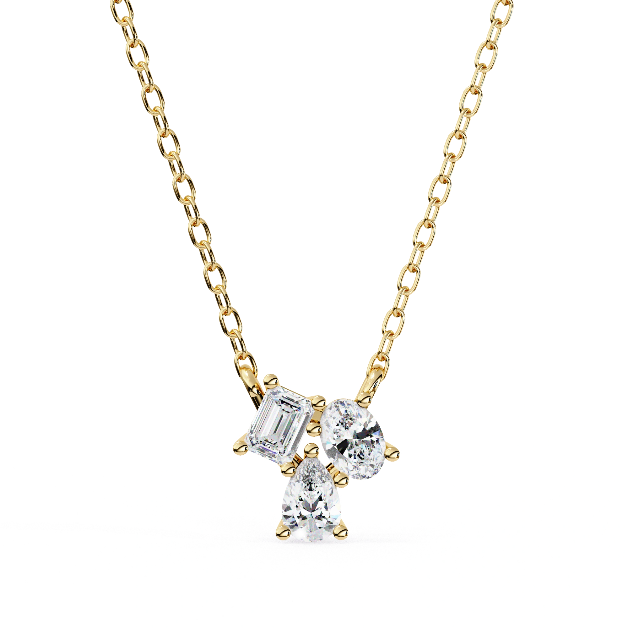 0.50 Ct lab diamond cluster necklace in white gold 18K Yellow Gold Natural Diamond