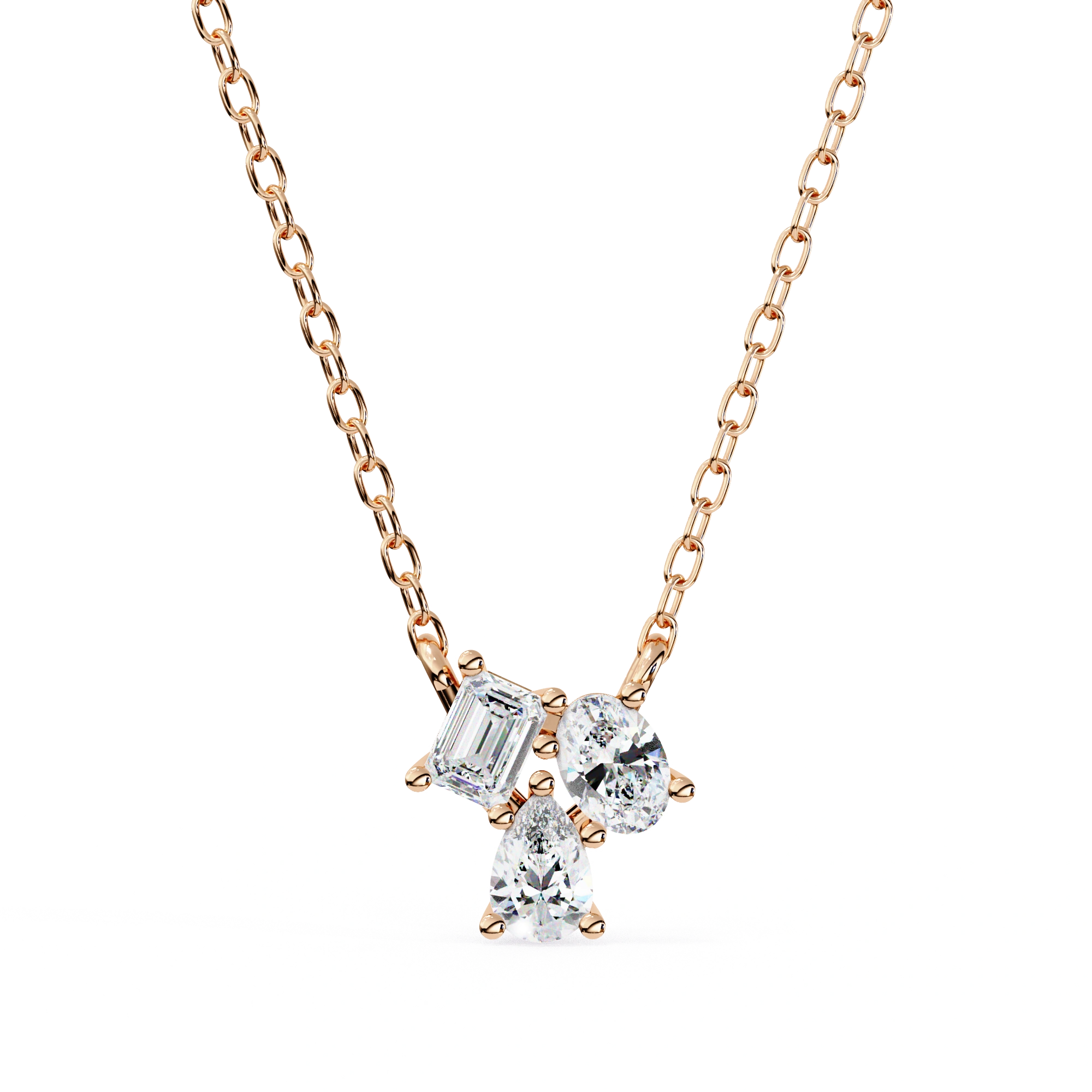 0.50 Ct lab diamond cluster necklace in white gold 18K Rose Gold Natural Diamond