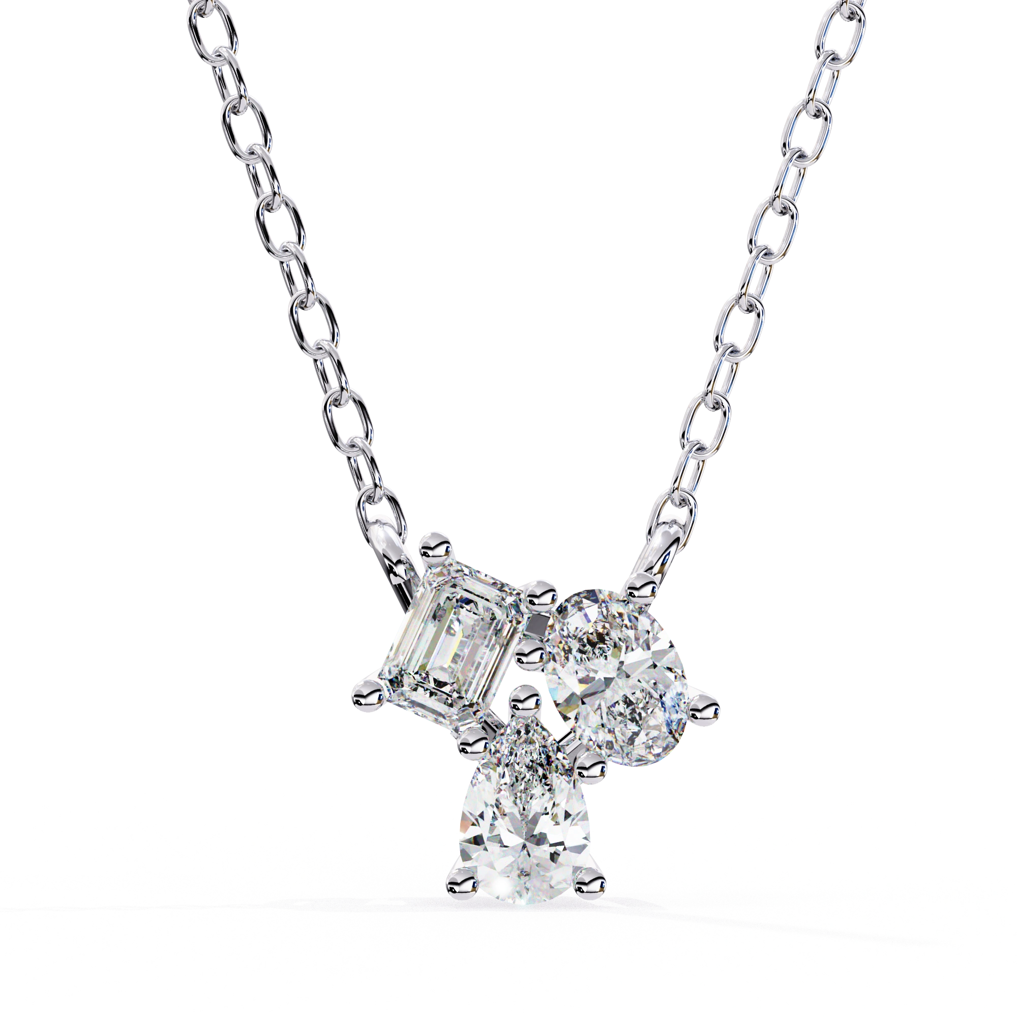 0.50 Ct lab diamond cluster necklace in white gold