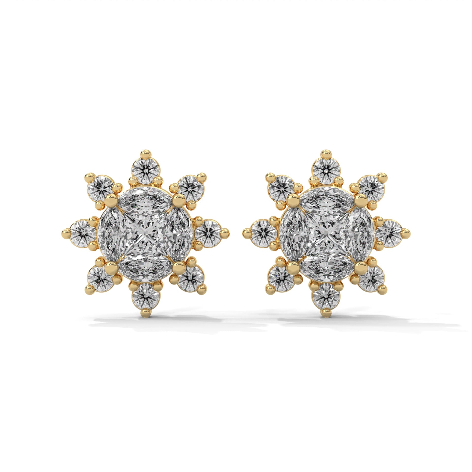 0.56 Carat Lab Grown Diamond Stud Earrings for Women 18K Yellow Gold Natural Diamond