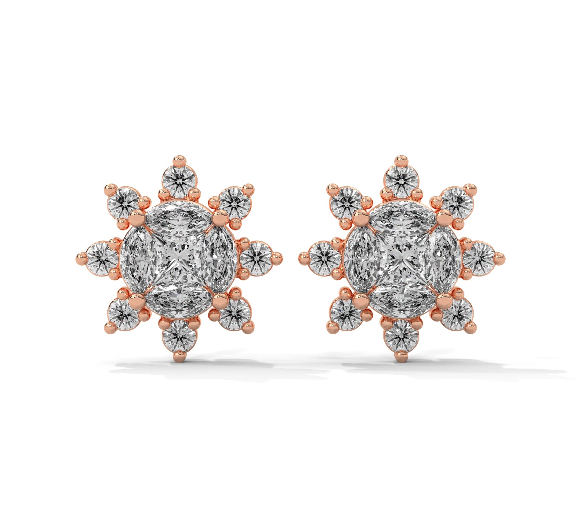 0.56 Carat Lab Grown Diamond Stud Earrings for Women 18K Rose Gold Natural Diamond