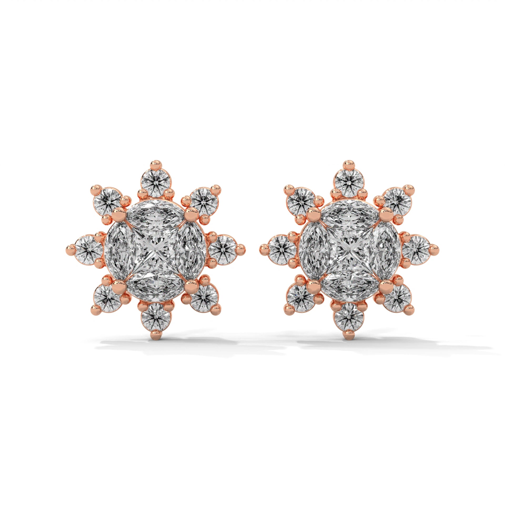 0.56 Carat Lab Grown Diamond Stud Earrings for Women 18K Rose Gold Natural Diamond