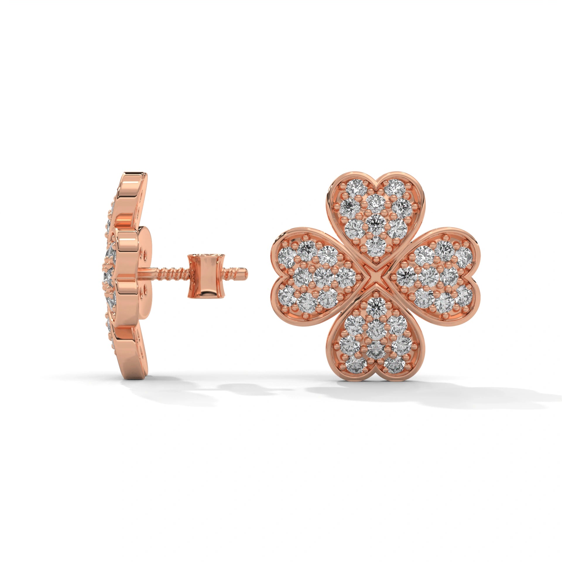 0.59 Carat Diamond Earrings Studs Womens in Rose Gold