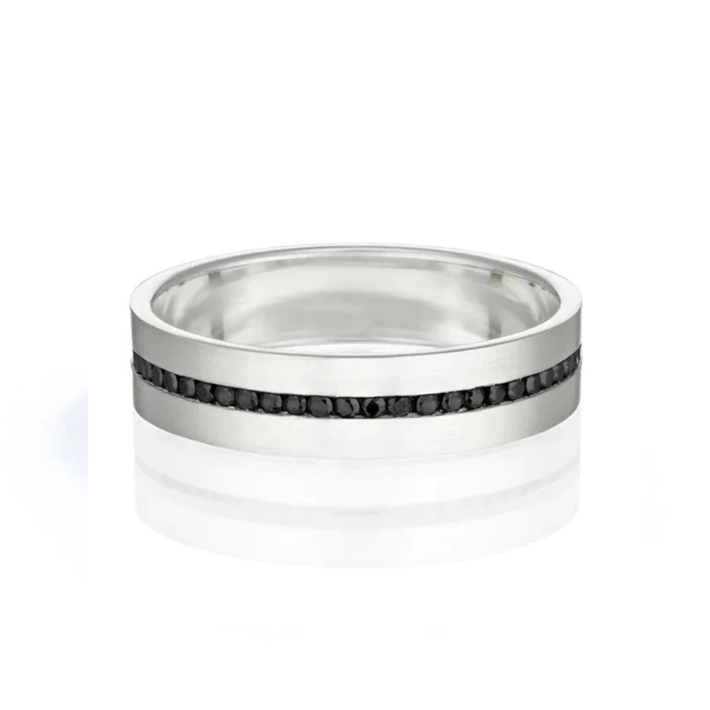 0.31 Round Cut Carat Channel Setting Black Diamond Ring Men's Black Diamond Engagement Ring