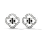 0.32 Carat Black Diamond Cluster Halo Stud Earrings