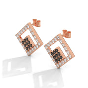 Shop 0.58 Carat Round Cut Black Diamond Cluster Halo Stud Earrings