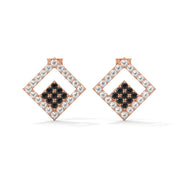 Shop 0.58 Carat Round Cut Black Diamond Cluster Halo Stud Earrings 18K Rose Gold