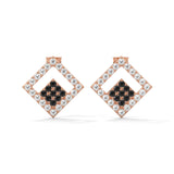 Shop 0.58 Carat Round Cut Black Diamond Cluster Halo Stud Earrings