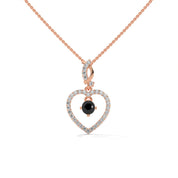 0.62 Ct T.W.T Black Diamond Heart Pendant Necklace in Rose Gold 18K Rose Gold