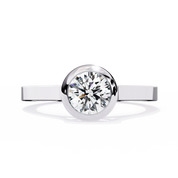 0.66 Ct Round Bezel Set Solitaire Engagement Ring 950 Platinum Natural Diamond
