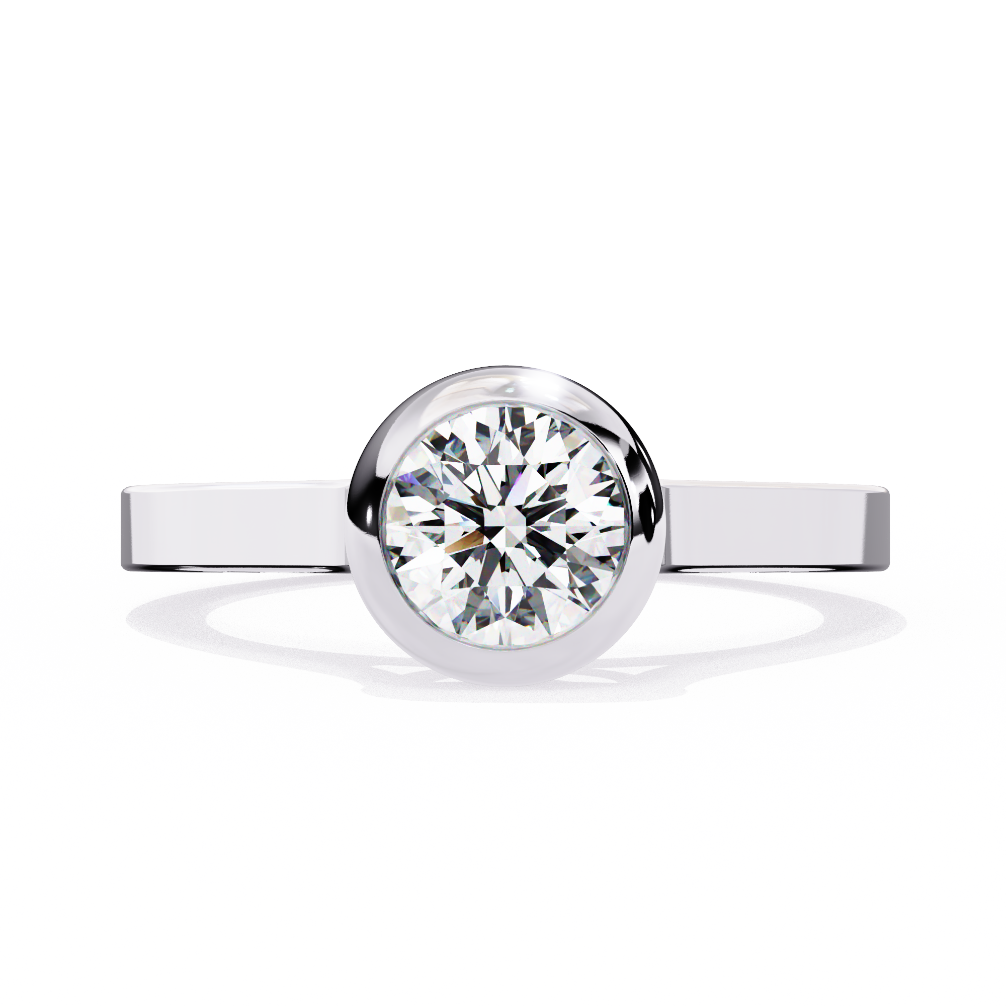 0.66 Ct Round Bezel Set Solitaire Engagement Ring 950 Platinum Natural Diamond