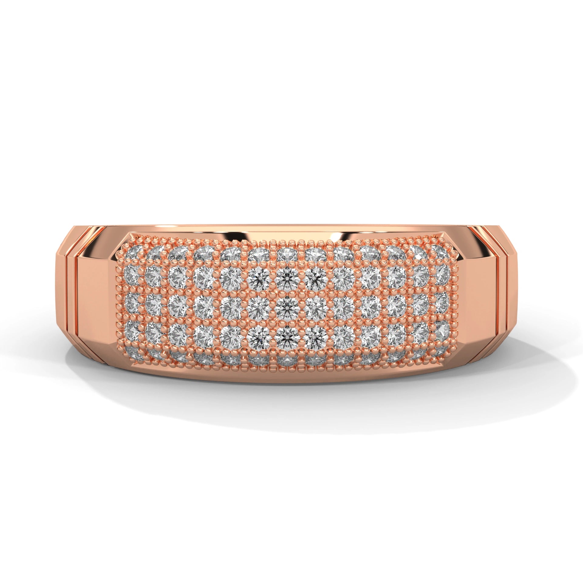 0.65 carat lab grown diamond mens curved pave ring in rose gold 18K Rose Gold Natural Diamond