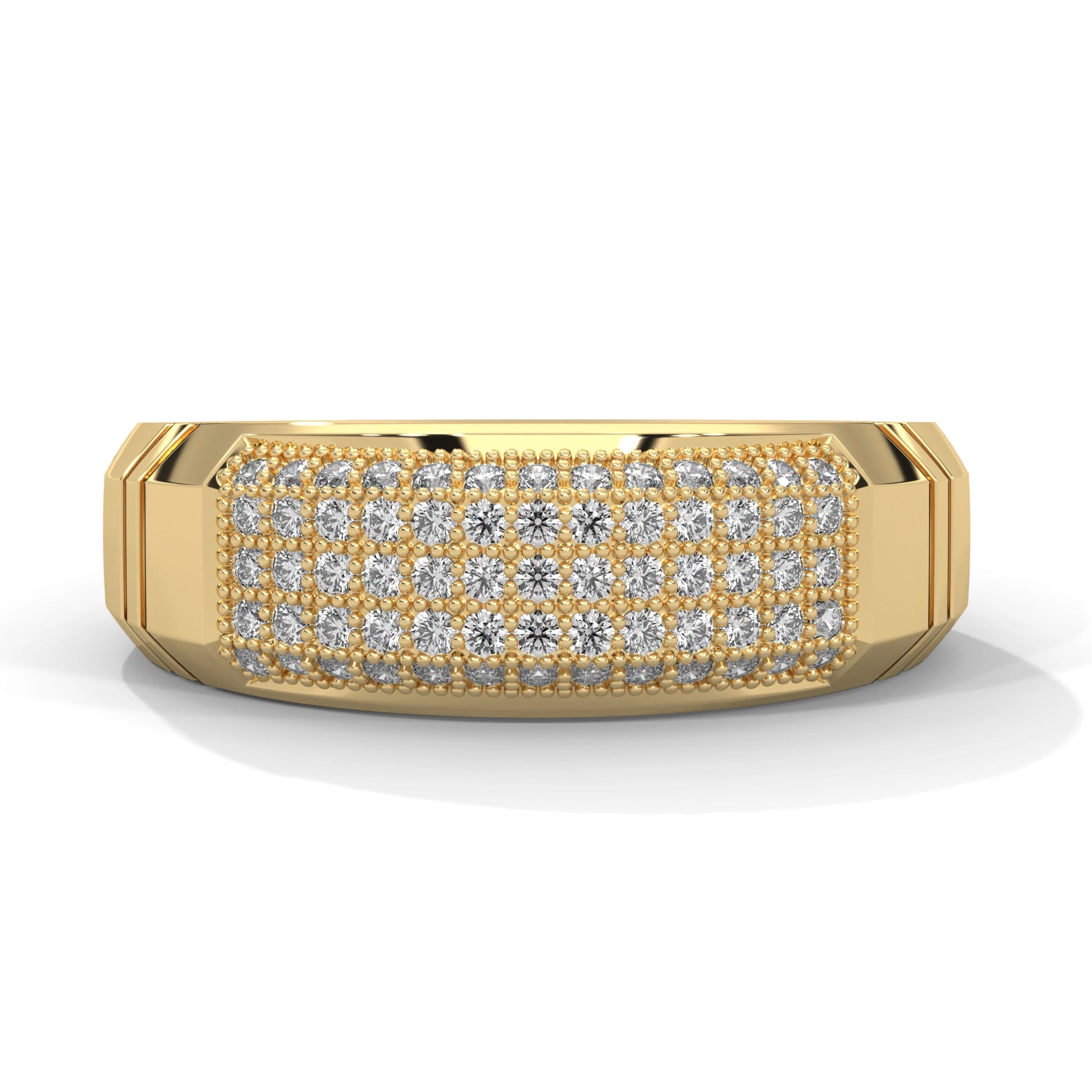 0.65 carat lab grown diamond mens curved pave ring in rose gold 18K Yellow Gold Natural Diamond