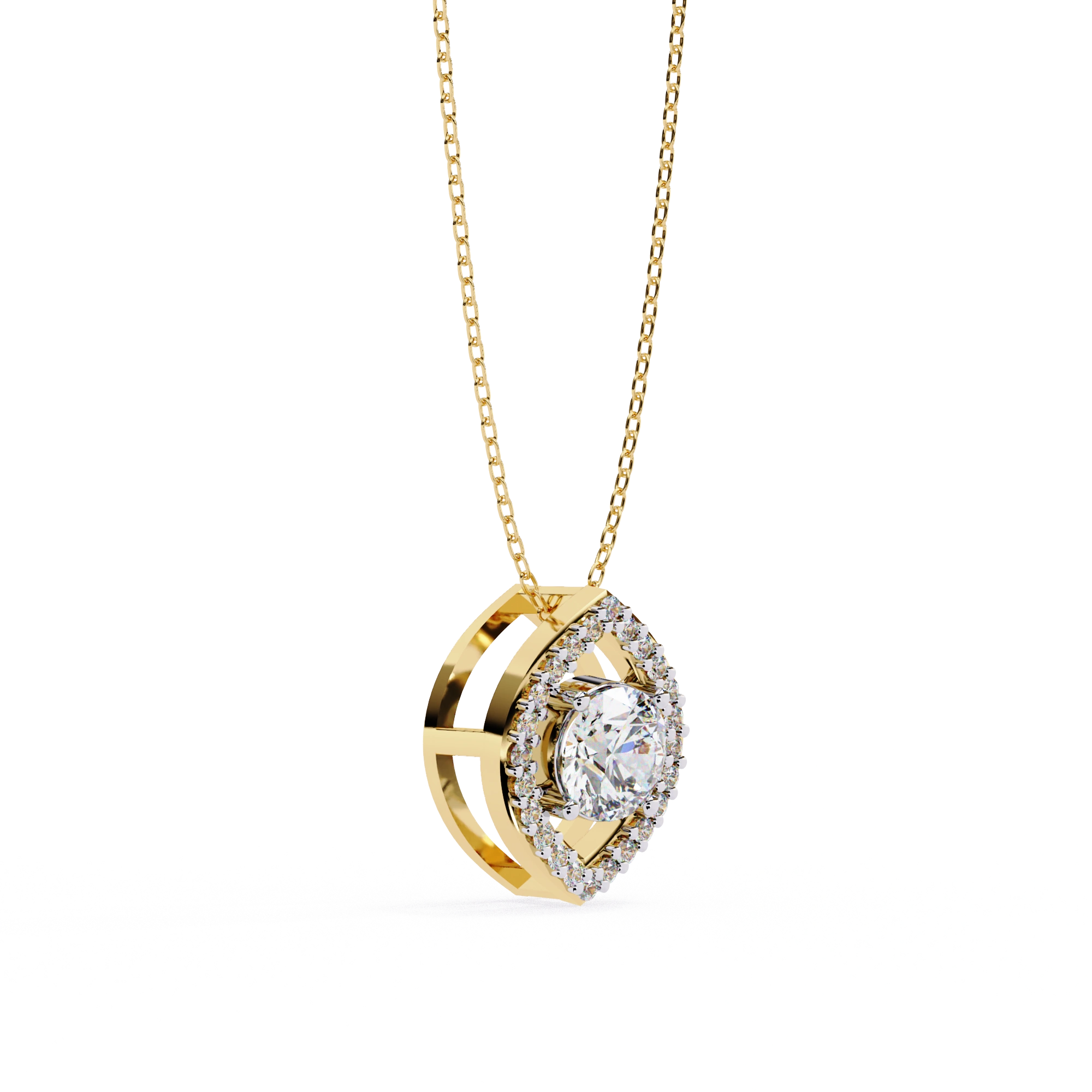 0.68 Ct Round Lab Diamond Marquise Cut Halo Pendant