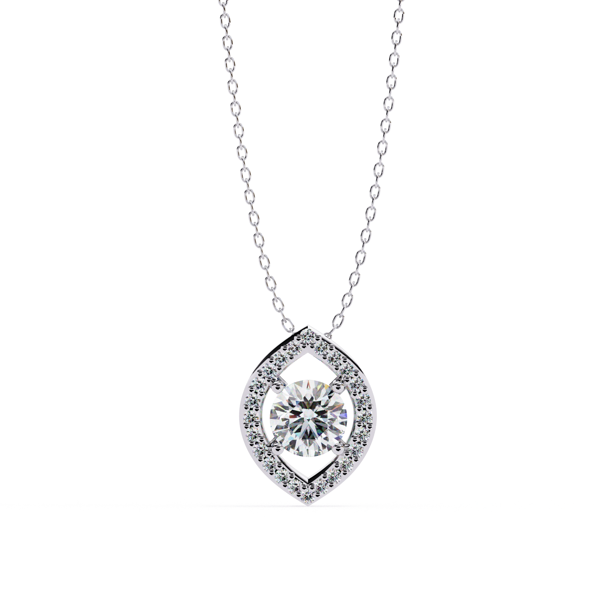 0.68 Ct Round Lab Diamond Marquise Cut Halo Pendant 950 Platinum Natural Diamond