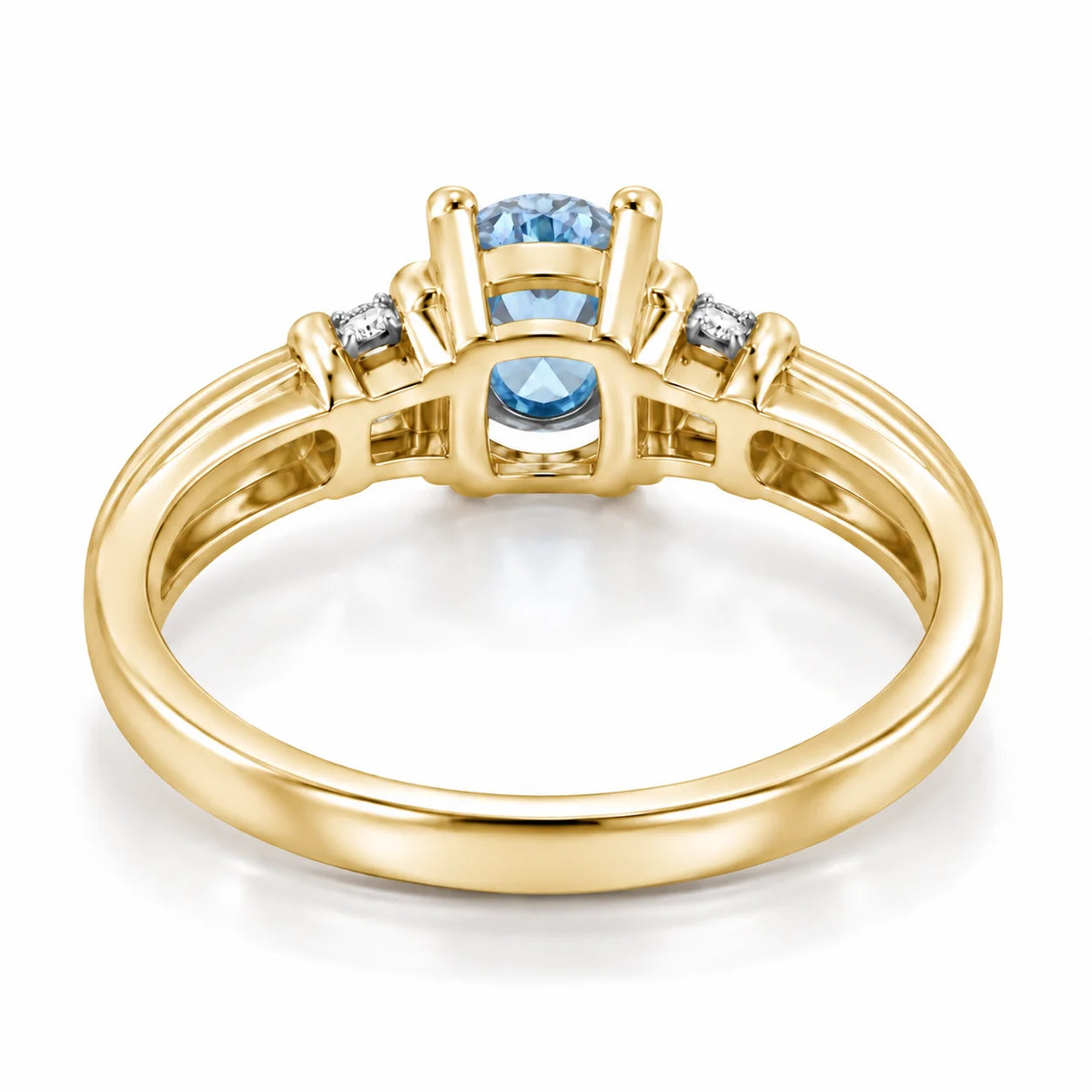 Back View Of 0.69 Carat Oval Cut Blue Diamond Ring