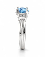 Side View Of 0.69 Carat Oval Cut Blue Diamond Ring