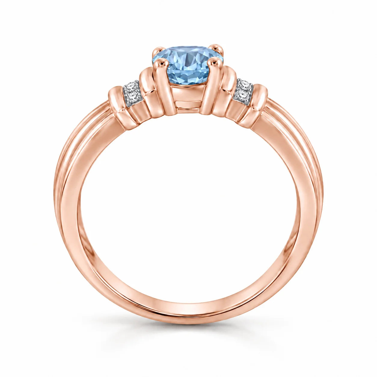 Metal View Of 0.69 Carat Oval Cut Blue Diamond Ring