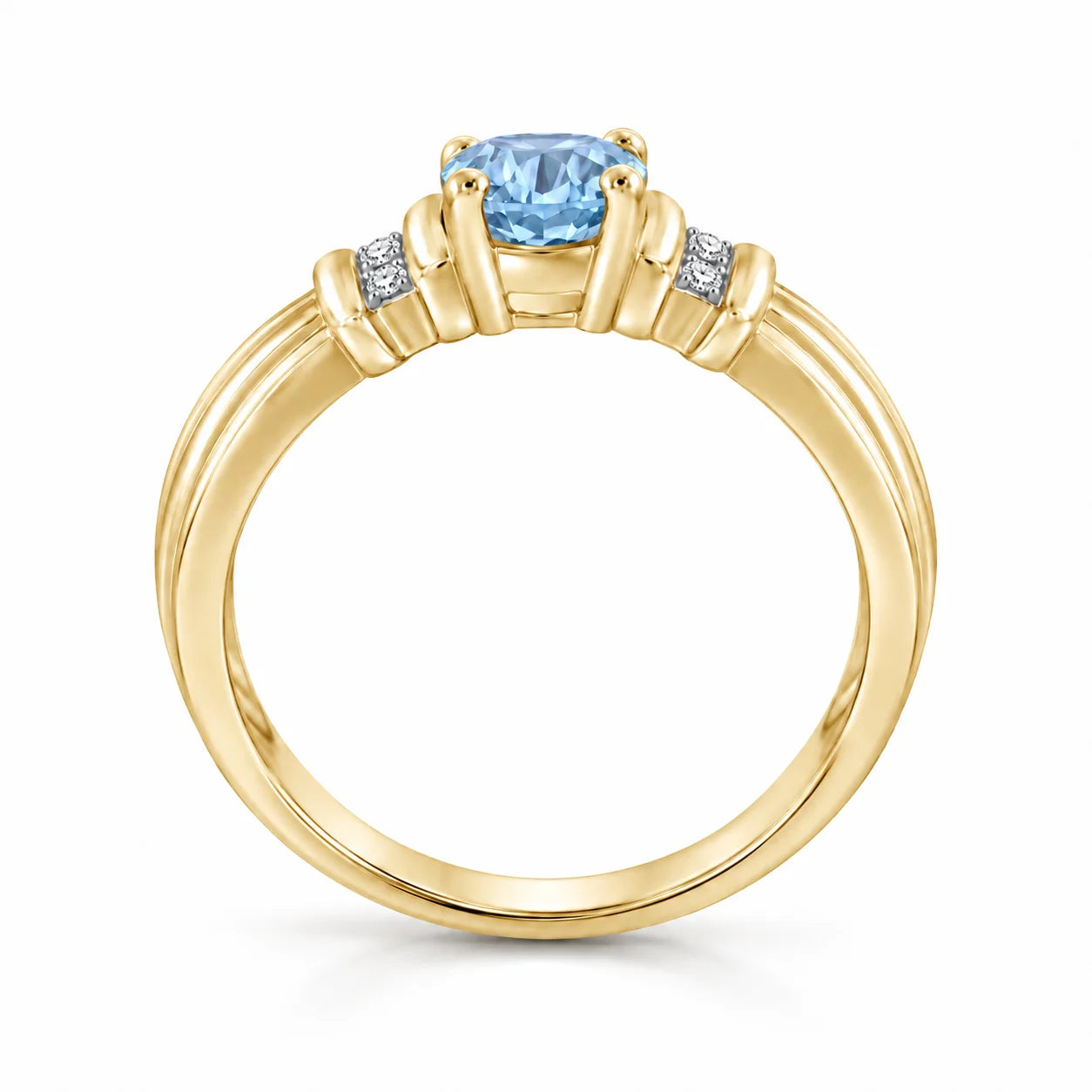 Metal View Of 0.69 Carat Oval Cut Blue Diamond Ring