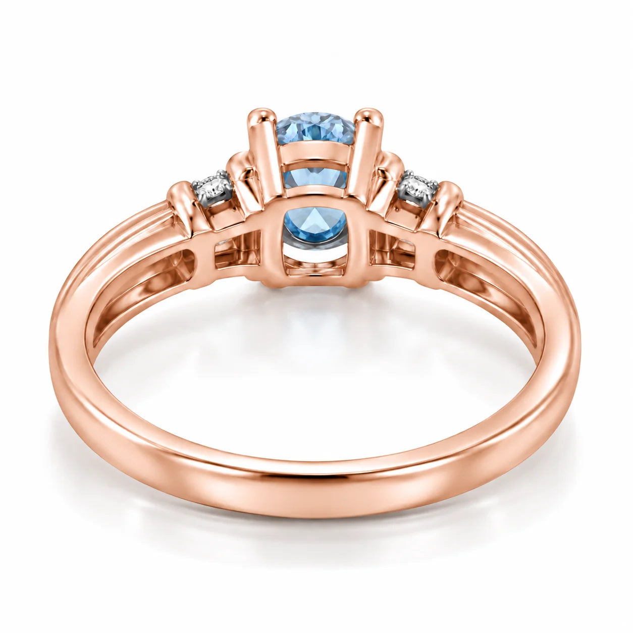 Back View Of 0.69 Carat Oval Cut Blue Diamond Ring