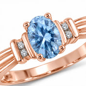 close up View Of 0.69 Carat Oval Cut Blue Diamond Ring