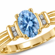 Close up View Of 0.69 Carat Oval Cut Blue Diamond Ring