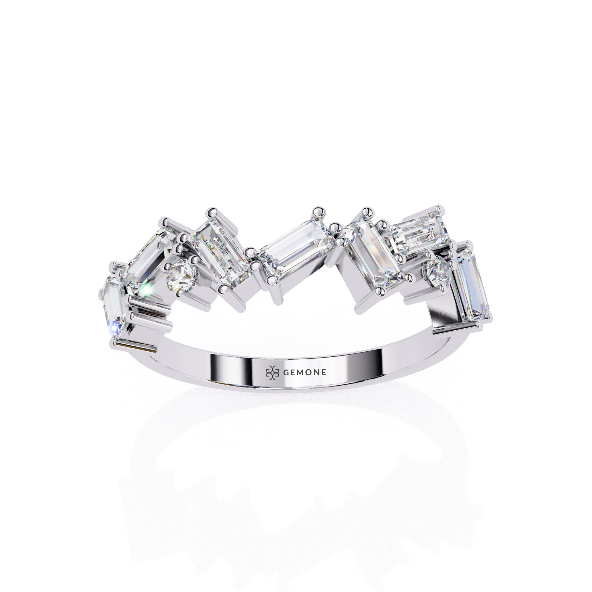 0.70 Carat Baguette & Round Shape Diamond Wedding Band In White Gold Eternity Wedding Rings
