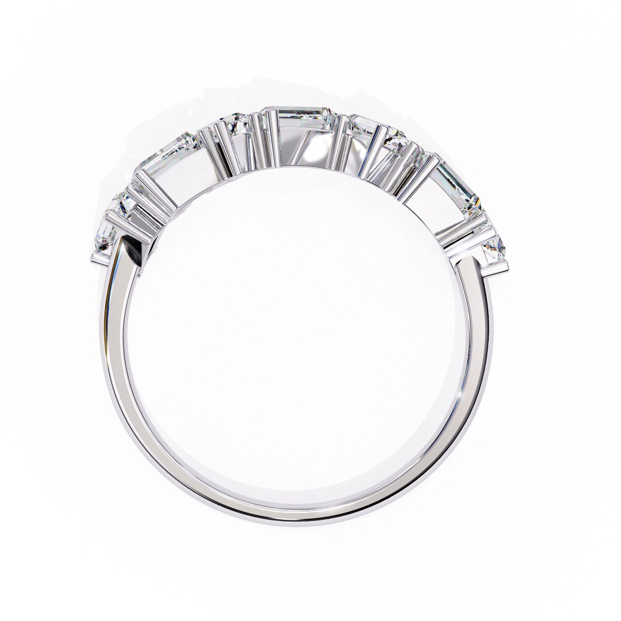 0.70 Carat Baguette & Round Shape Diamond Wedding Band In White Gold Eternity Wedding Rings