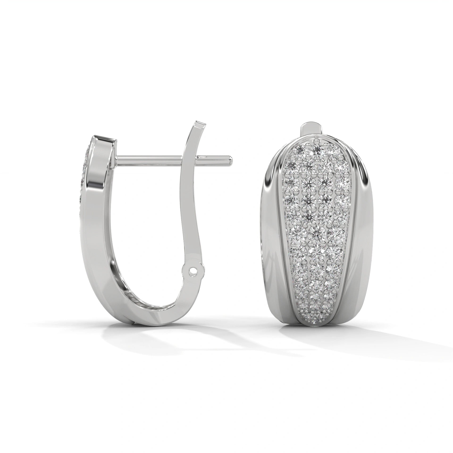 0.71 Ct TWT Pavé Diamond Hoop Earrings