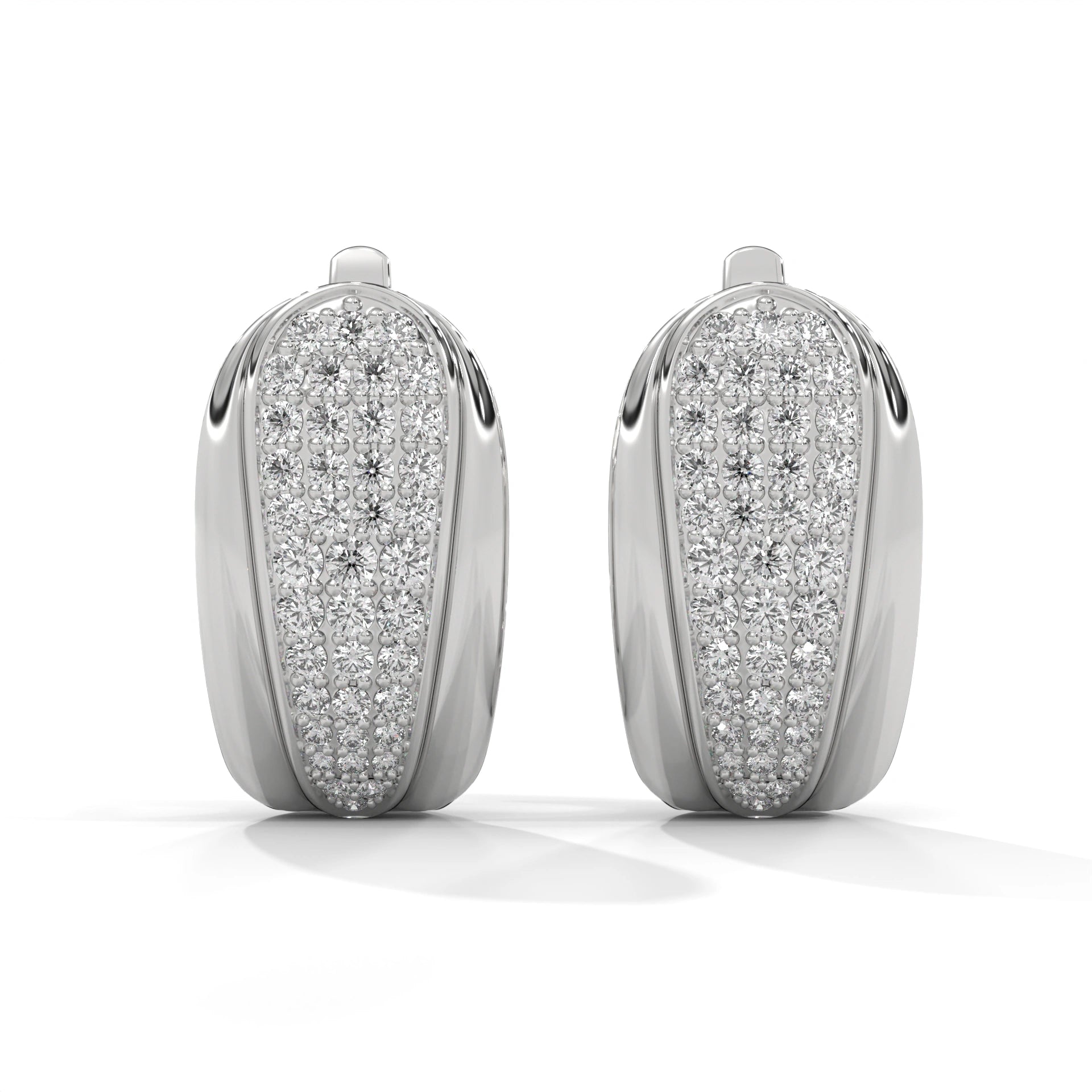 0.71 Ct TWT Pavé Diamond Hoop Earrings 950 Platinum Natural Diamond