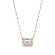1 Ct Emerald Cut Lab Diamond Bezel Necklace White Gold Lab Diamond