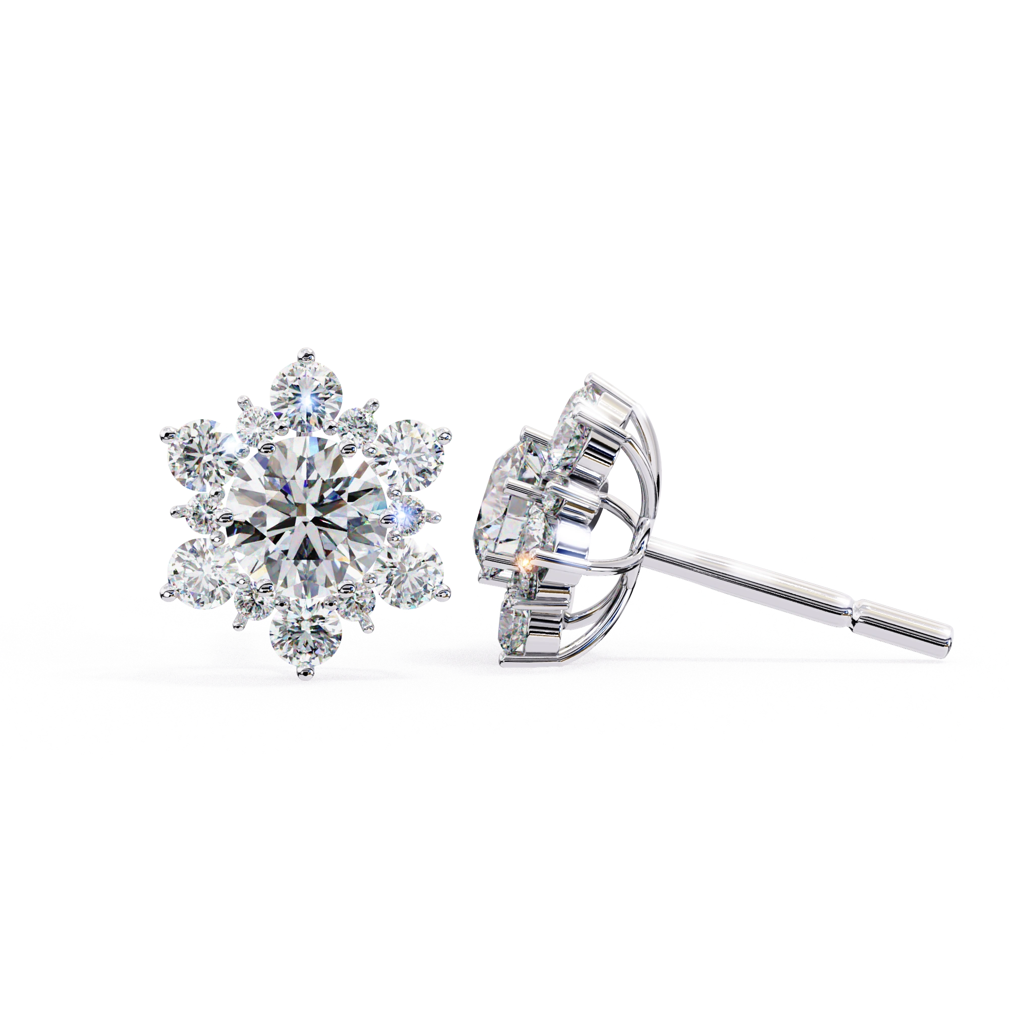 1 Ct. Floral Cluster Diamond Earrings Studs Women's Round Cut Design