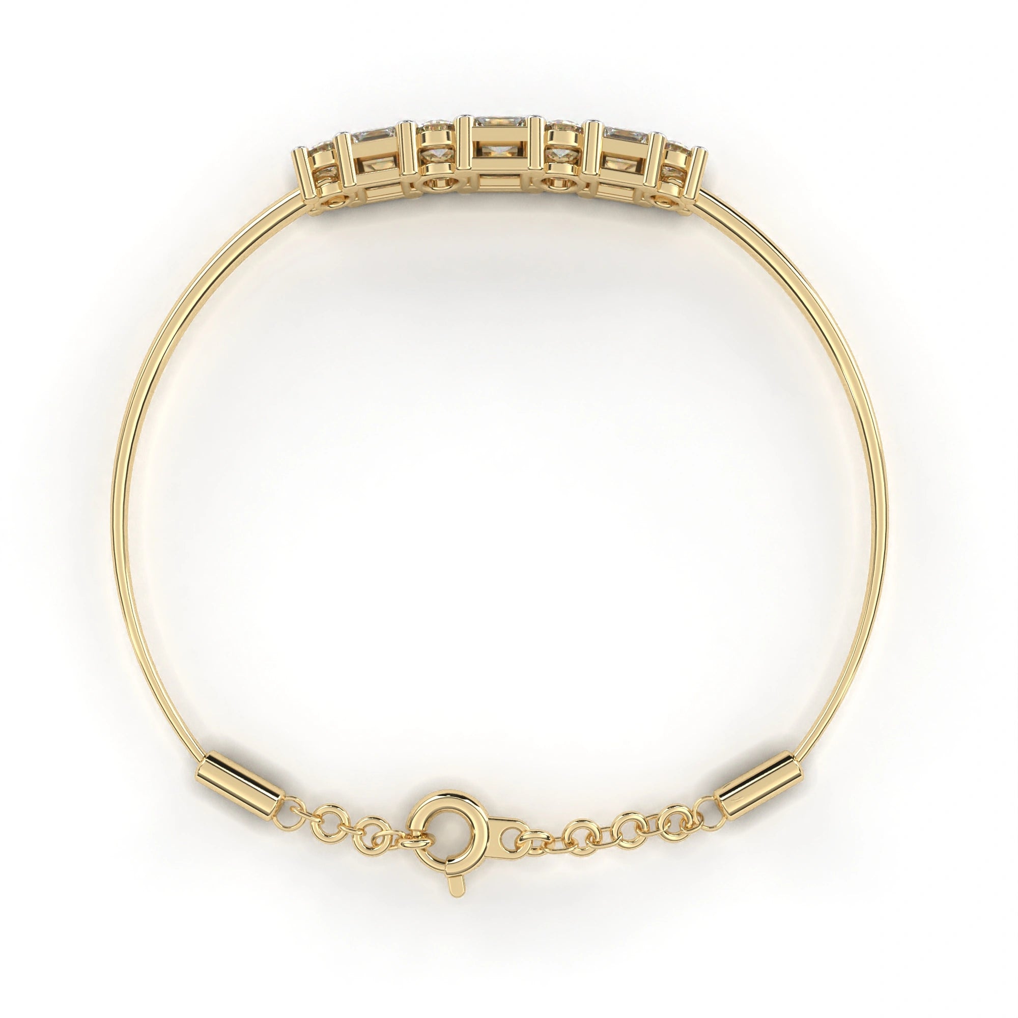 0.79 Carat Diamond Line Bangle Bracelet in Yellow Gold