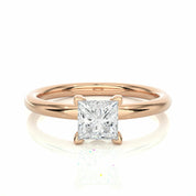 Princess Solitaire Lab Created Diamond Engagement Ring 18K Rose Gold Natural Diamond Solitaire Engagement Rings