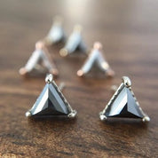 Triangle Shape Black Diamond Stud Earrings Unique Fine Jewelry