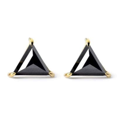 Triangle Shape Black Diamond Stud Earrings Unique Fine Jewelry
