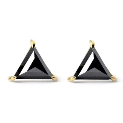 Triangle Shape Black Diamond Stud Earrings Unique Fine Jewelry