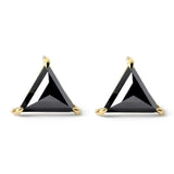 Triangle Shape Black Diamond Stud Earrings Unique Fine Jewelry