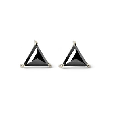 Triangle Shaped Black Diamond Stud Earrings