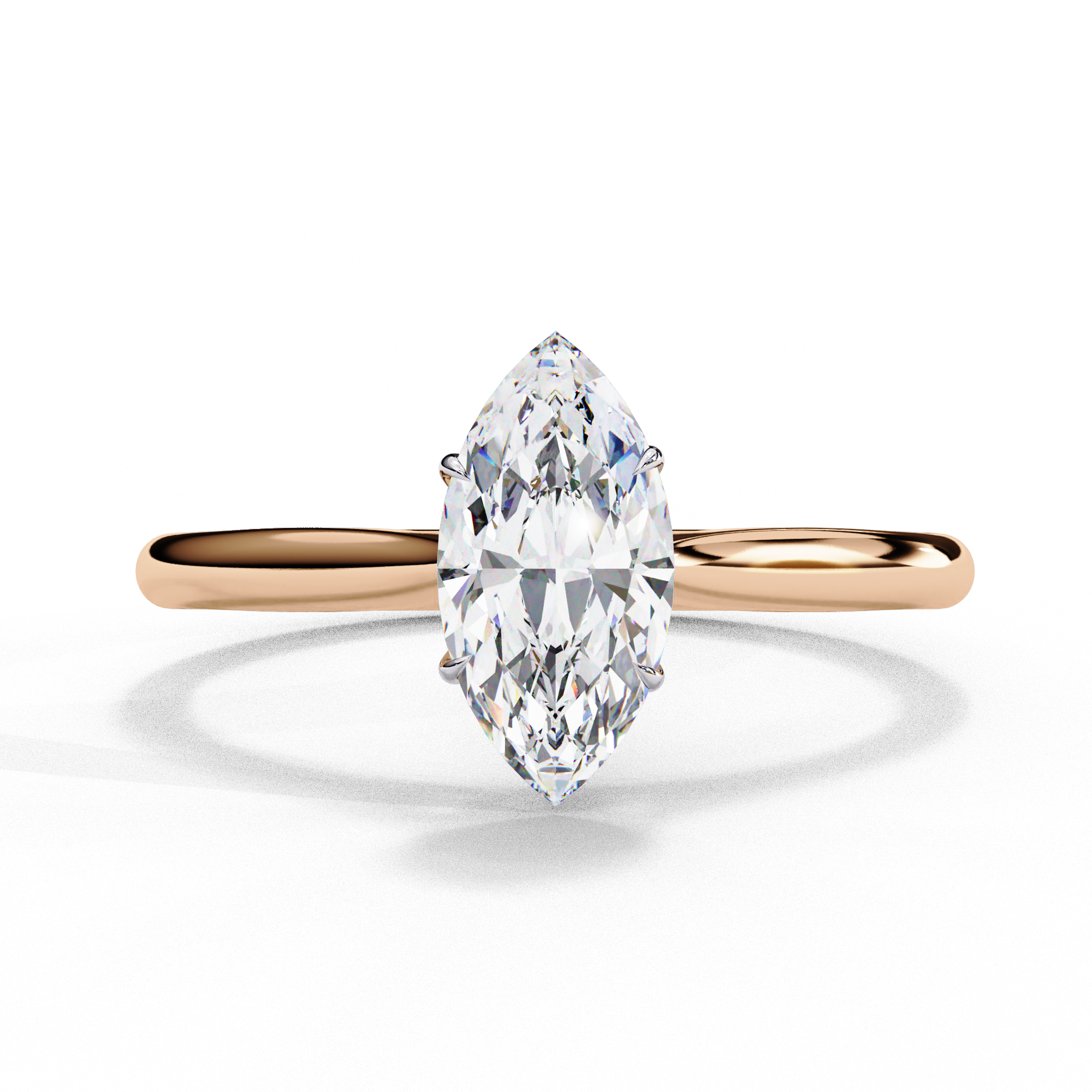 1 Ct Marquise Cut Solitaire Lab Created Diamond Engagement Ring 18K Rose Gold Natural Diamond