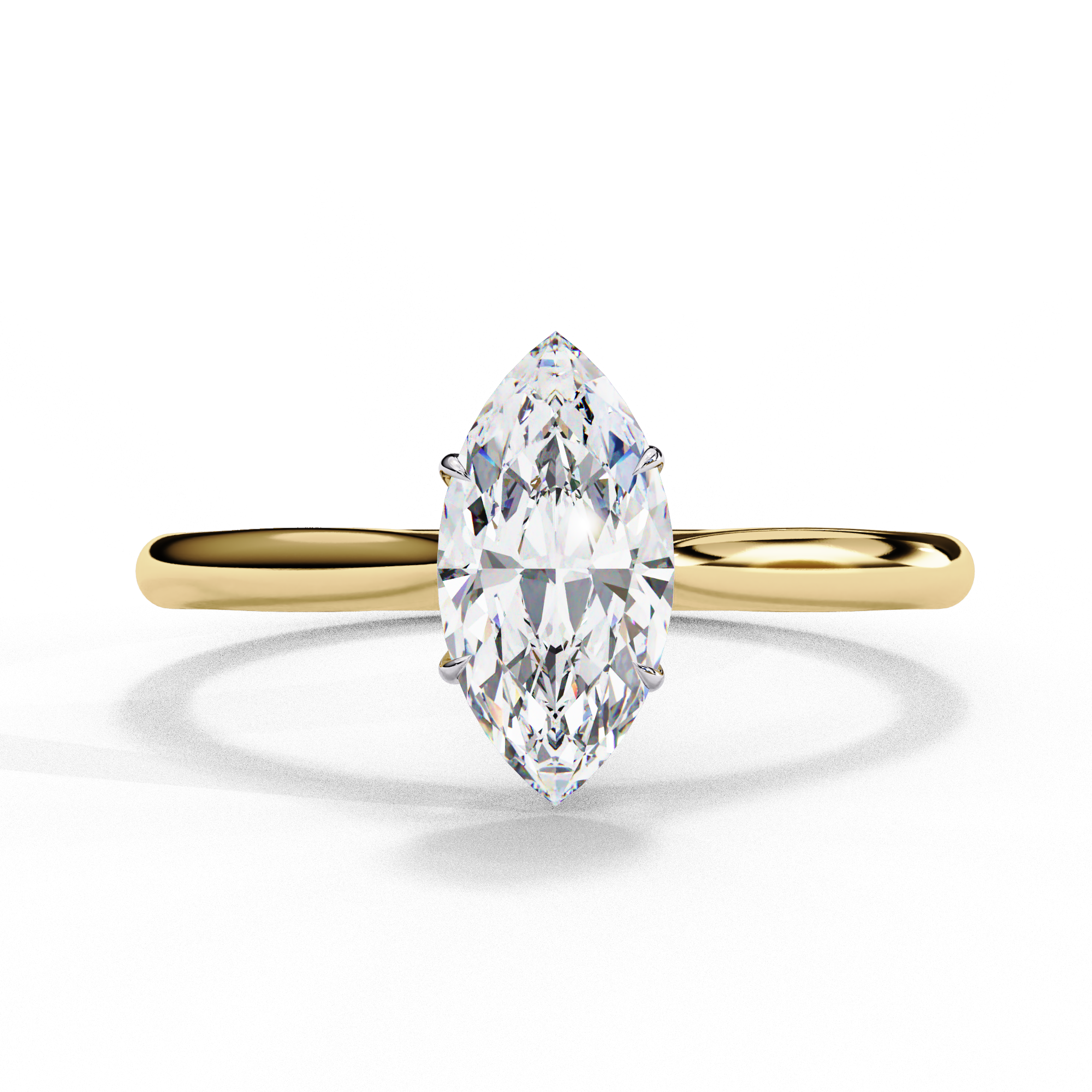 1 Ct Marquise Cut Solitaire Lab Created Diamond Engagement Ring 18K Yellow Gold Natural Diamond