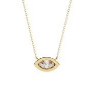 1 ct Marquise Bezel Set Lab Diamond Necklace Yellow Gold