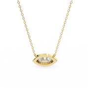 1 ct Marquise Bezel Set Lab Diamond Necklace Yellow Gold