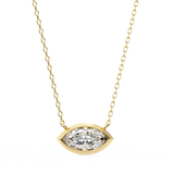1 ct Marquise Bezel Set Lab Diamond Necklace Yellow Gold