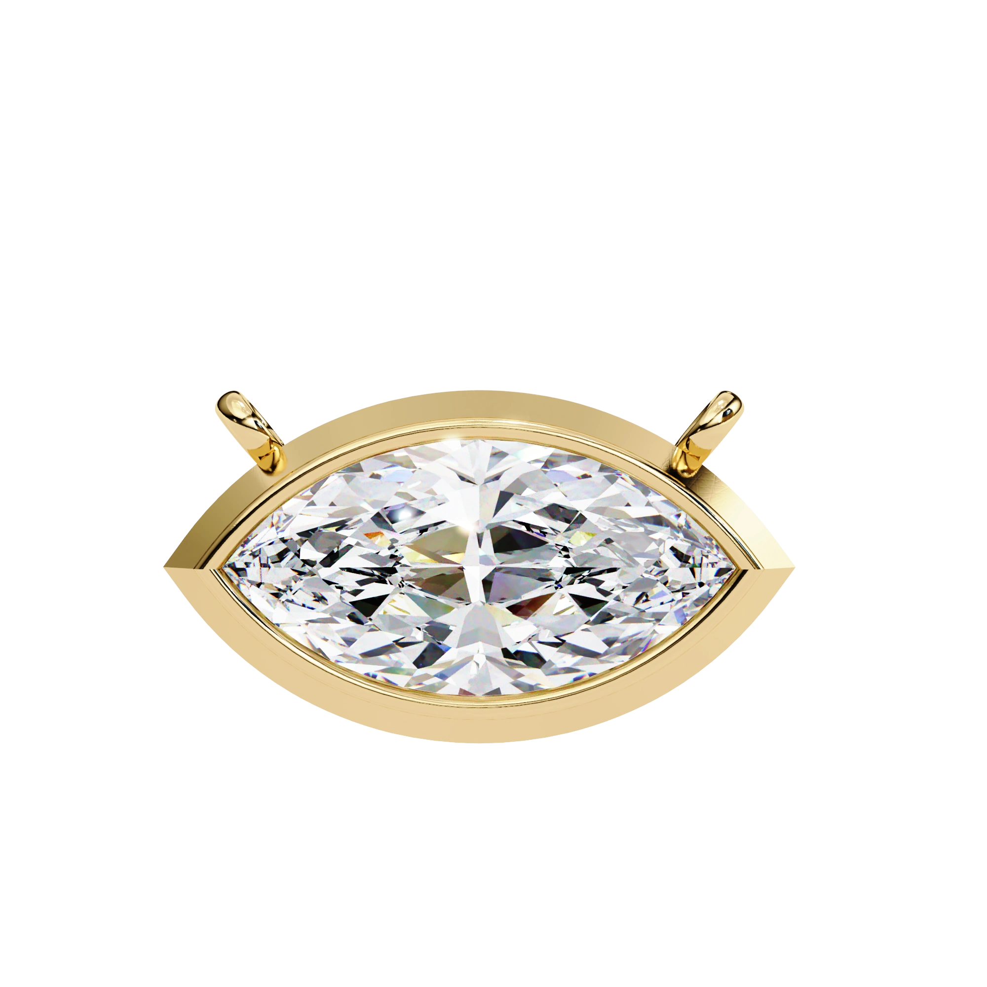 1 ct Marquise Bezel Set Lab Diamond Necklace Yellow Gold