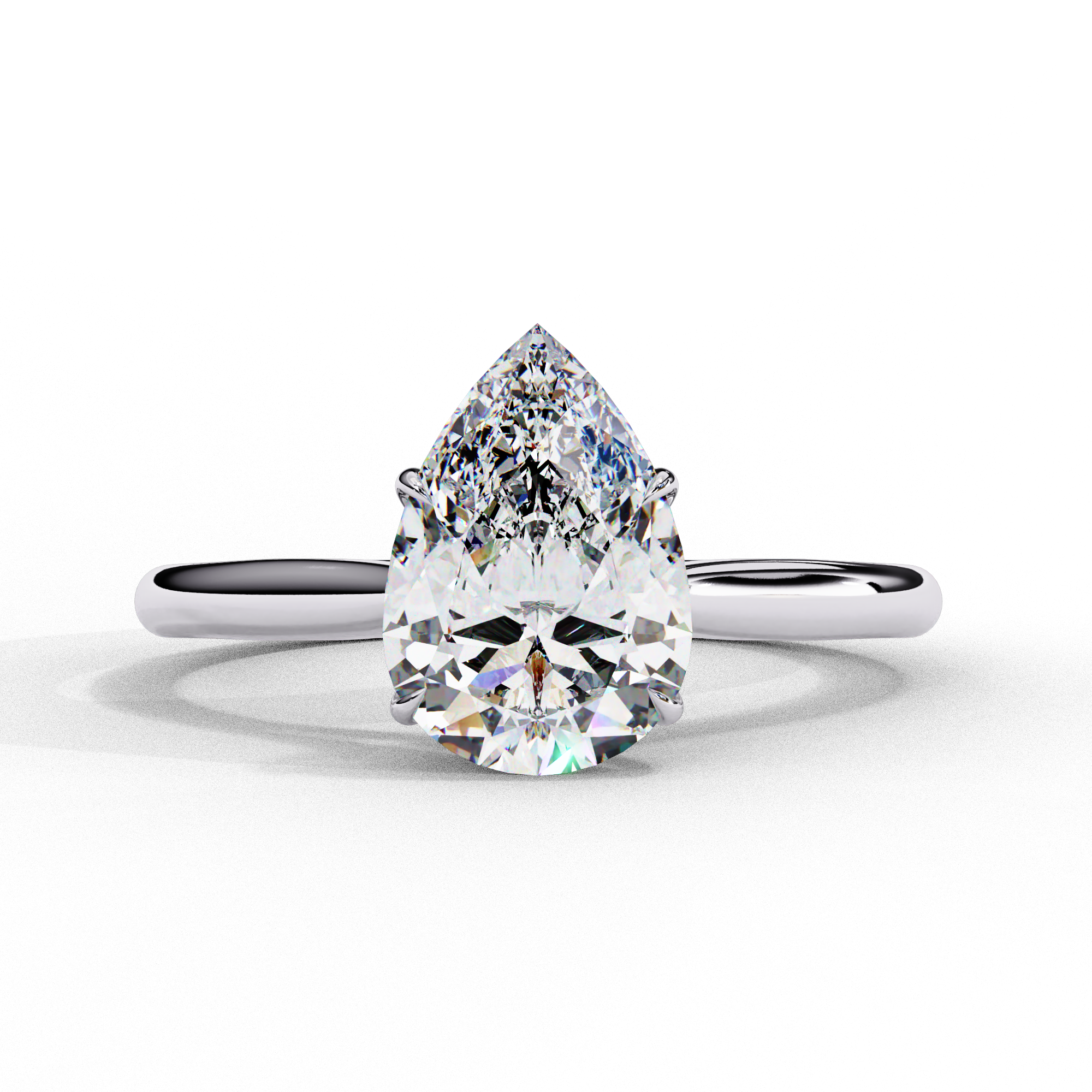 1 Carat Pear Cut Lab Grown Diamond Engagement Ring In White Gold White